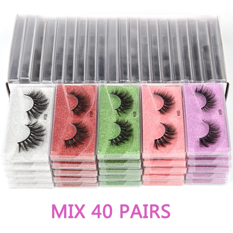 Wholesale Mink Eyelashes 10/30/50/100pcs 3d Mink Lashes Natural false Eyelashes messy fake Eyelashes Makeup False Lashes In Bulk