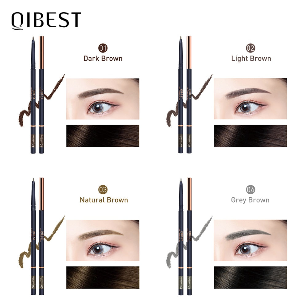 QIBEST EyeBrow Pencil Cosmetics Makeup Tint Natural Long Lasting Eyebrow Pen Waterproof Ultra Fine 1.5mm Eye brow Makeup Beauty