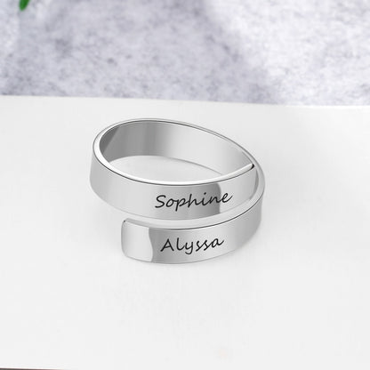 Personalized Gift Customized Engraved Name Stainless Steel Adjustable Rings for Women Anniversary Jewelry (JewelOra RI102973)