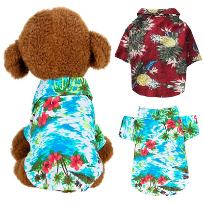 Dog Shirts Printed Clothes Summer Beach Clothes Vest Pet Clothing Floral T-Shirt Hawaiian For Small Large Cat Dog Chihuahua