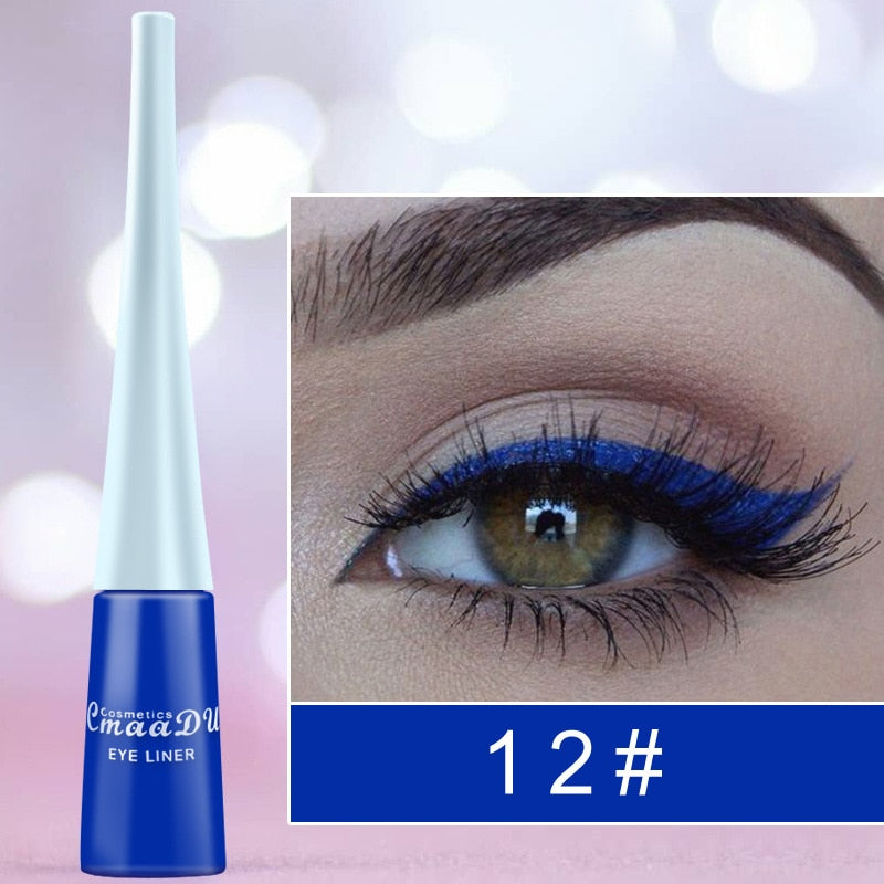 Cmaadu Colorful Liquid Eyeliner Blue Waterproof Long Lasting Diamond Matte Eyeliner Gel Women Makeup Cosmetics HF153