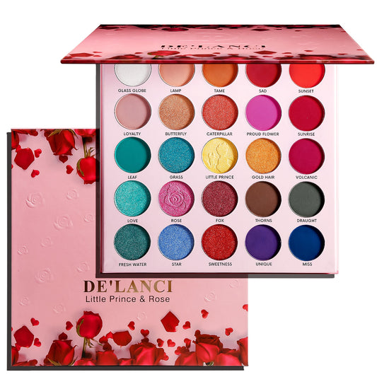 DE&#39;LANCI Eye Shadow Makeup Palette Little Prince &amp;Rose Eyeshadow Highly Pigmented Bright Natural Shades Colorful Beauty Glazed