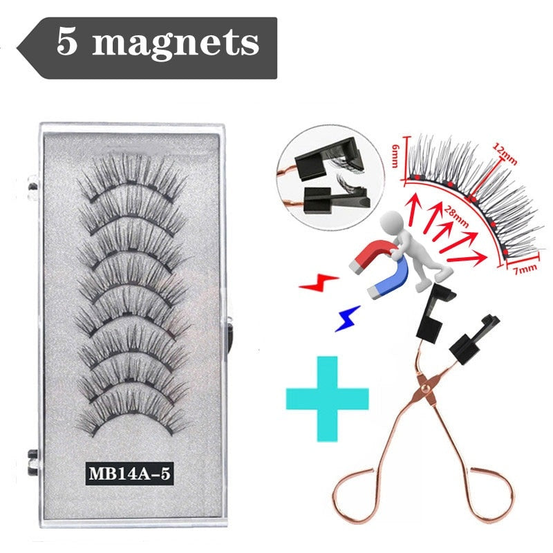 3D magnetic eyelashes With 4/5 Magnets handmade makeup Mink eyelashes extended false eyelashes Reusable false eyelashes