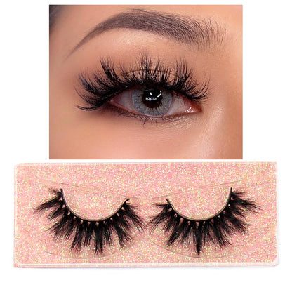 FOXESJI Makeup Eyelashes 3D Mink Lashes Fluffy Soft Wispy Natural Cross Lash Extension Reusable Fake Lashes Mink False Eyelashes