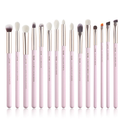 Jessup Makeup Brushes Set 15pcs professional Make up Brush Eyeliner Shader Natural-synthetic Rose-carmin/Silver