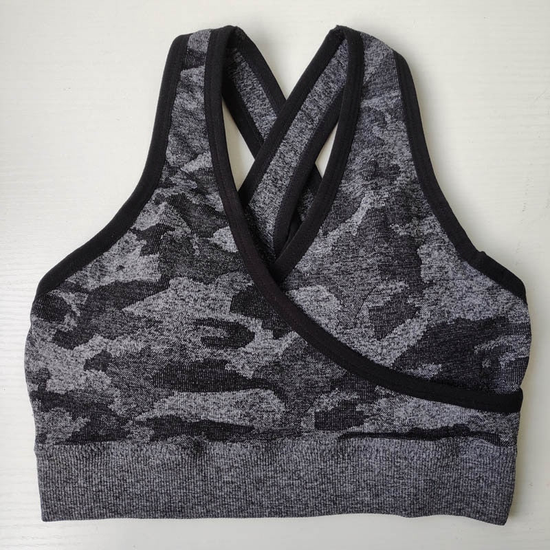 Nepoagym Women Camo Seamless Bra Seamless Sports Bra Padded Push Up Bra Sports Bra High Impact Women Yoga Top Sports Shirt