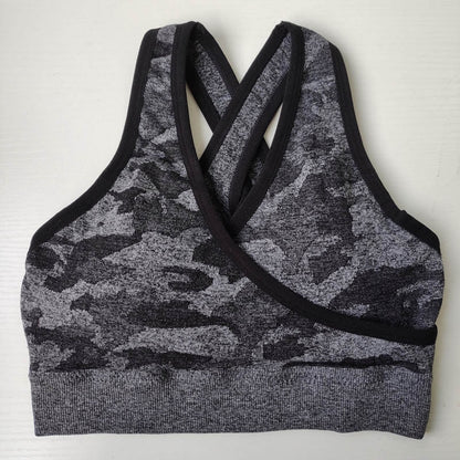 Nepoagym Women Camo Seamless Bra Seamless Sports Bra Padded Push Up Bra Sports Bra High Impact Women Yoga Top Sports Shirt