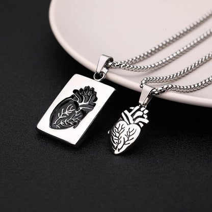 Puzzle Jewelry Couple Collares Anatomical Heart Necklace Women Valentine Day Gift Stainless Steel Bijoux Femme 2022