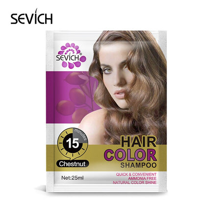 Sevich 10pcs/lot Hair Color Shampoo 15 Minutes Fast Hair Color Gel For Men and Women Hair Color Product Instant Black Hair