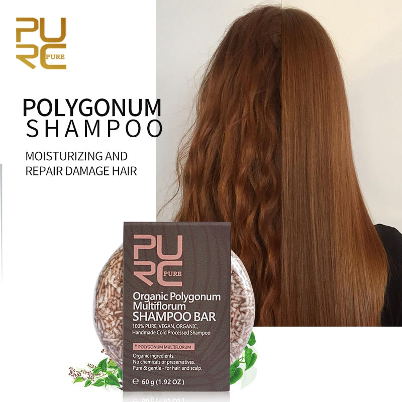 PURC No Chemicals Organic Polygonum Shampoo Bar Handmade Cold Processed Hair Shampoo