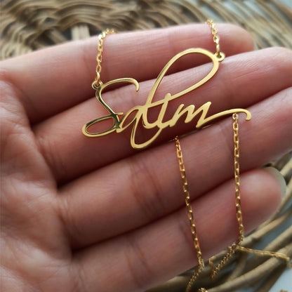 Cursive Name Cursive Handwriting Pendant Necklace Gold Color Stainless Steel Nameplat Custom Necklaces for Women Girls Jewelry