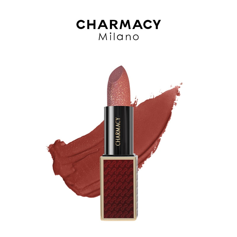 CHARMACY Shiny Metallic Lipstick Glitter Matte Lipstick Velvet Lipstick Lip Makeup Diamond Shimmer Red Lipstick Beauty Cosmetic