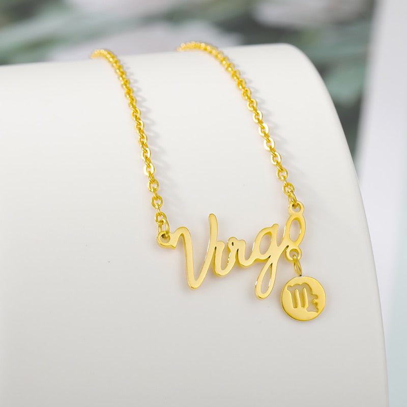 Virgo Libra Sagittarius Constellations Pendants Stainless Steel Charm Jewelry Necklaces For Best Birthday Gift Feminino