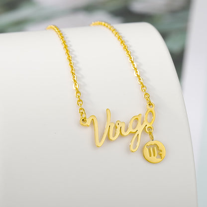 Virgo Libra Sagittarius Constellations Pendants Stainless Steel Charm Jewelry Necklaces For Best Birthday Gift Feminino