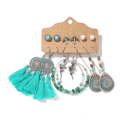 Sundry Fashion Bundles of Women's Vintage Boho Earrings Dangler Eardrop Jewelry Accessories Sets