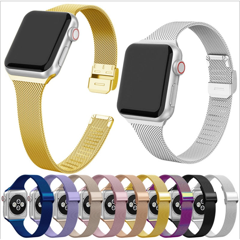 strap For Apple Watch band 44mm 40mm steel metal bracelet correa for series 6 5 4 3 SE for iWatch band 42mm 38mm Milanese Loop