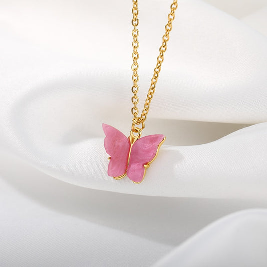 Cute Butterfly Necklaces For Women Acrylic Color Clavicle Choker Necklaces 2021 Fashion Boho Jewelry Collares Bijoux Femme