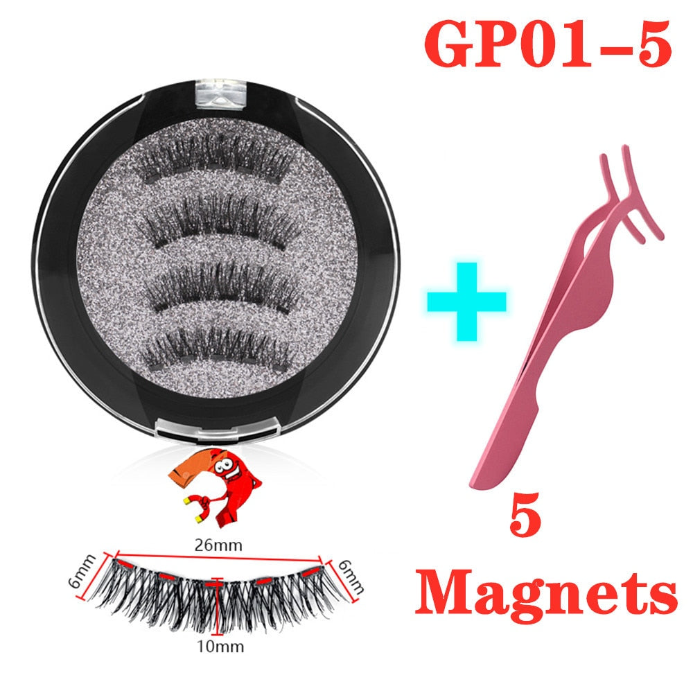 3D magnetic eyelashes With 4/5 Magnets handmade makeup Mink eyelashes extended false eyelashes Reusable false eyelashes