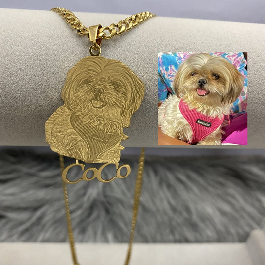 VishowCo Custom Pet Photo Necklace Stainless Steel Personalized Picture Necklace Custom Name Necklace Jewelry For Family Gifts