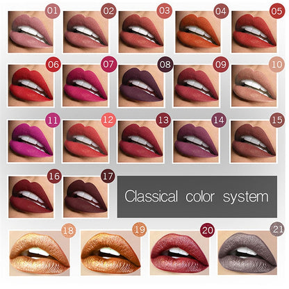 Waterproof Nude Matte Velvet Glossy Lip Gloss Lipstick Lip Balm Sexy Red Lip Tint 21 Colors Women Fashion Makeup Christmas Gifts