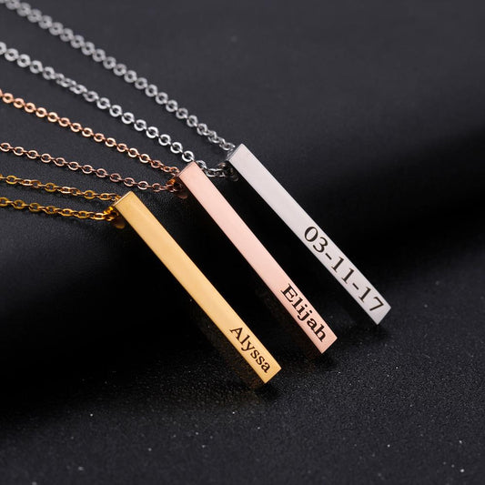 Personalized Necklace Vertical Bar Necklace Friendship Jewelry Graduation Gift Mothers Day Gift Idea Name Necklace Women Gift