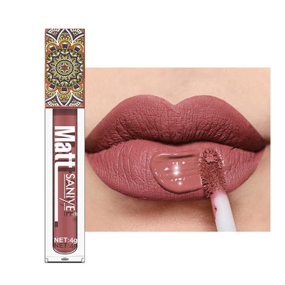 Waterproof Matte Nude Lip Gloss Brown Nude Pigment Dark Red Long Lasting Velvet Liquid Lipstick Women Makeup Lip Glaze 1PCS