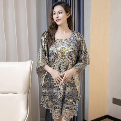 Plus Size Nightgown Sleepwear Women&#39;s Summer Nightwear Robe Lady Sexy Nightdress Silk Rayon Loose Bathrobe Gown Home Dress