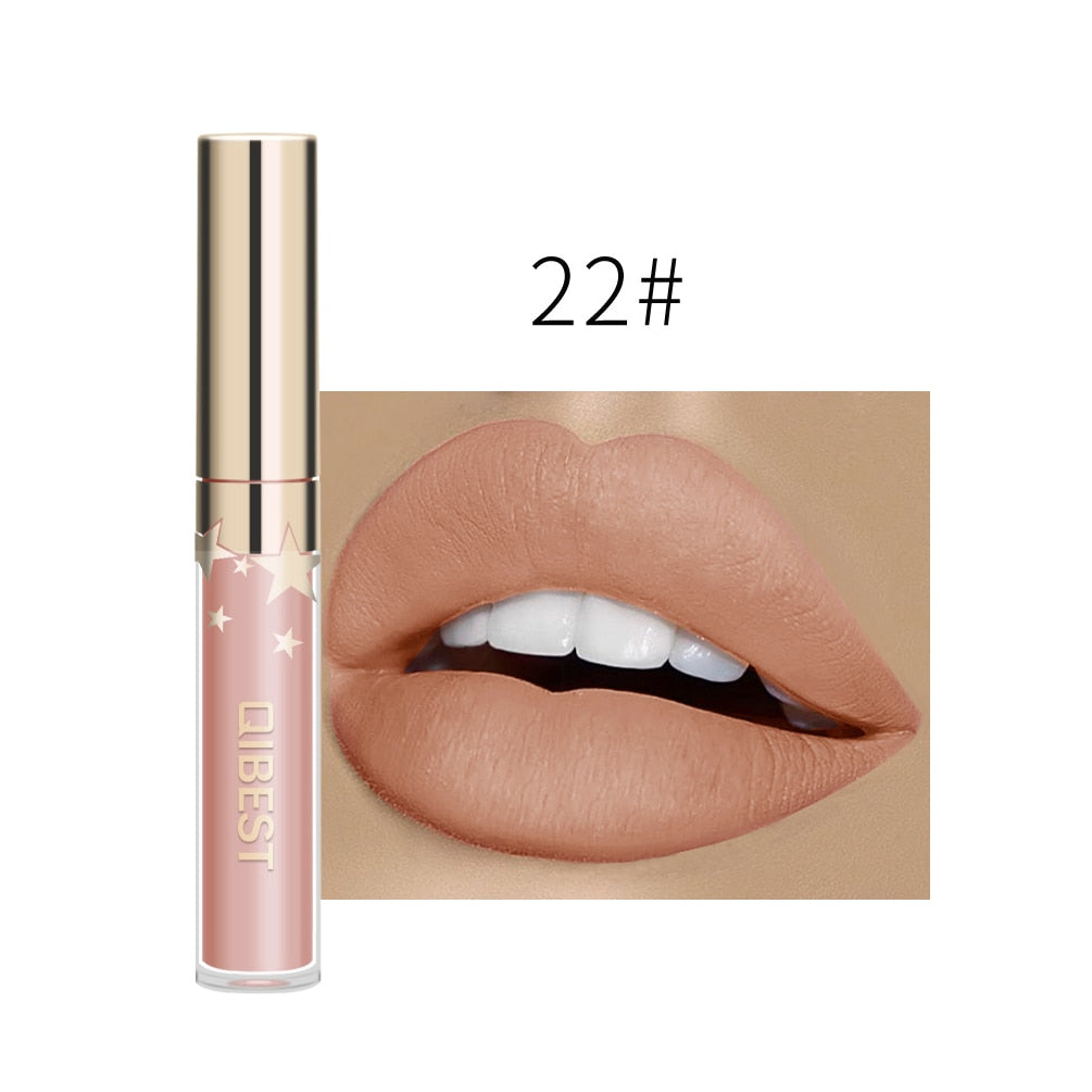 QIBEST Liquid Lipstick Waterproof Lipgloss 24 Color Lipgloss Lipstick Lips Makeup Cosmetic Long Lasting Lip Tint Lip Gloss Matte