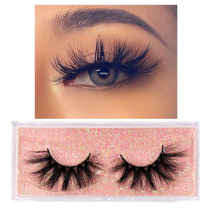 FOXESJI Makeup Eyelashes 3D Mink Lashes Fluffy Soft Wispy Natural Cross Lash Extension Reusable Fake Lashes Mink False Eyelashes