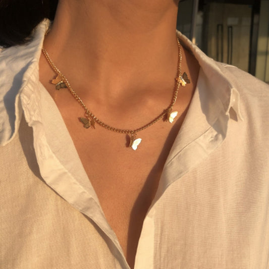 Butterfly Necklace For Women Gold Color Chains Necklaces 2022 Trend Choker Female Vintage Jewelry Accessories Collares Mujer