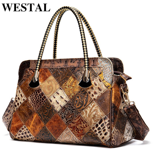 WESTAL Women&#39;s Leather Handbags Shoulder Bags for Women Bag Genuine Leather Bolsa Feminina Designer Hand Bags Boho Bag Totes 496