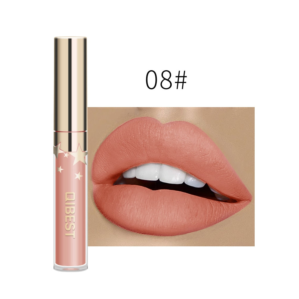 QIBEST Liquid Lipstick Waterproof Lipgloss 24 Color Lipgloss Lipstick Lips Makeup Cosmetic Long Lasting Lip Tint Lip Gloss Matte