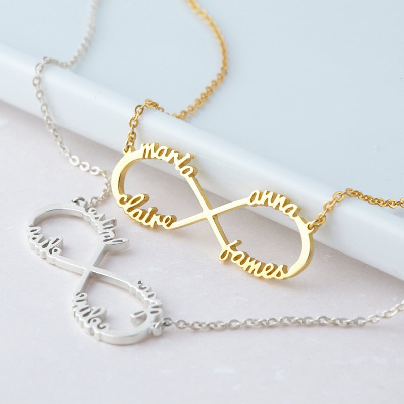 Stainless Steel Custom Name Necklace Personalized Rose Gold Silver Infinity Pendant Friendship Necklace Jewelry Best Friend Gift