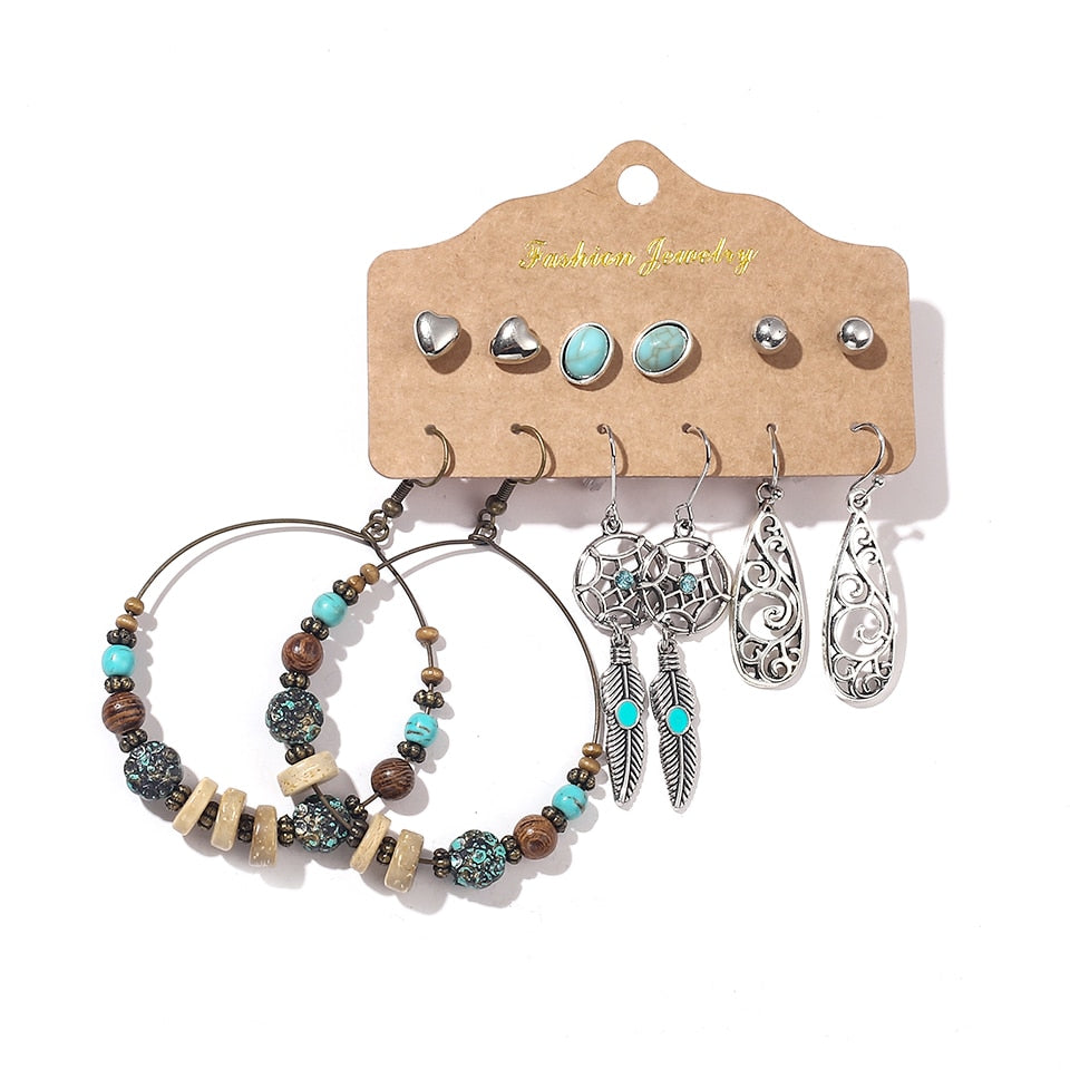 Sundry Fashion Bundles of Women's Vintage Boho Earrings Dangler Eardrop Jewelry Accessories Sets