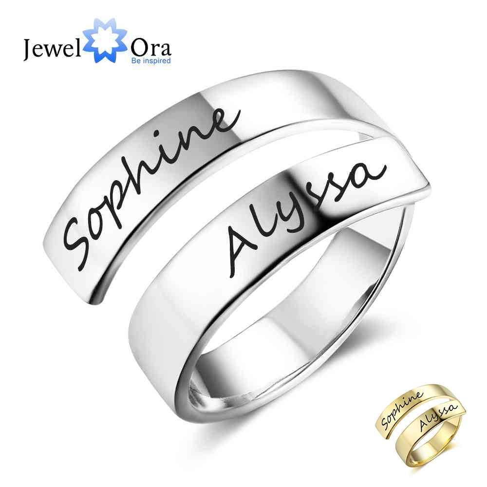 Personalized Gift Customized Engraved Name Stainless Steel Adjustable Rings for Women Anniversary Jewelry (JewelOra RI102973)