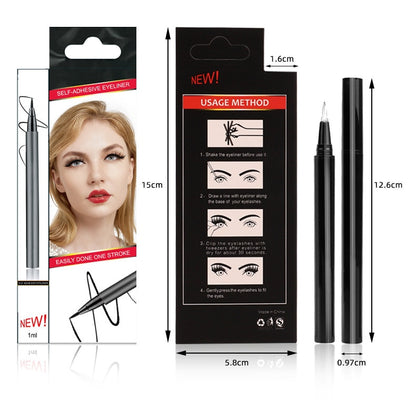 Black Waterproof Eyeliner Makeup Lasting Eyelashes Self-adhesive Eyeliner Natural Soft Quick-drying Eyeliner Beauty Tool