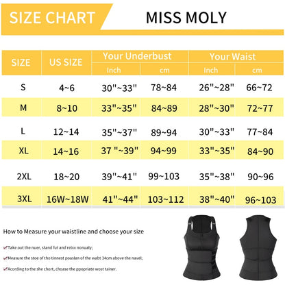 Neoprene Workout Body Shaper Sauna Waist Trainer Corset Vest for Women Weight Loss Sweat Vest Double Tummy Control Trimmer Belts