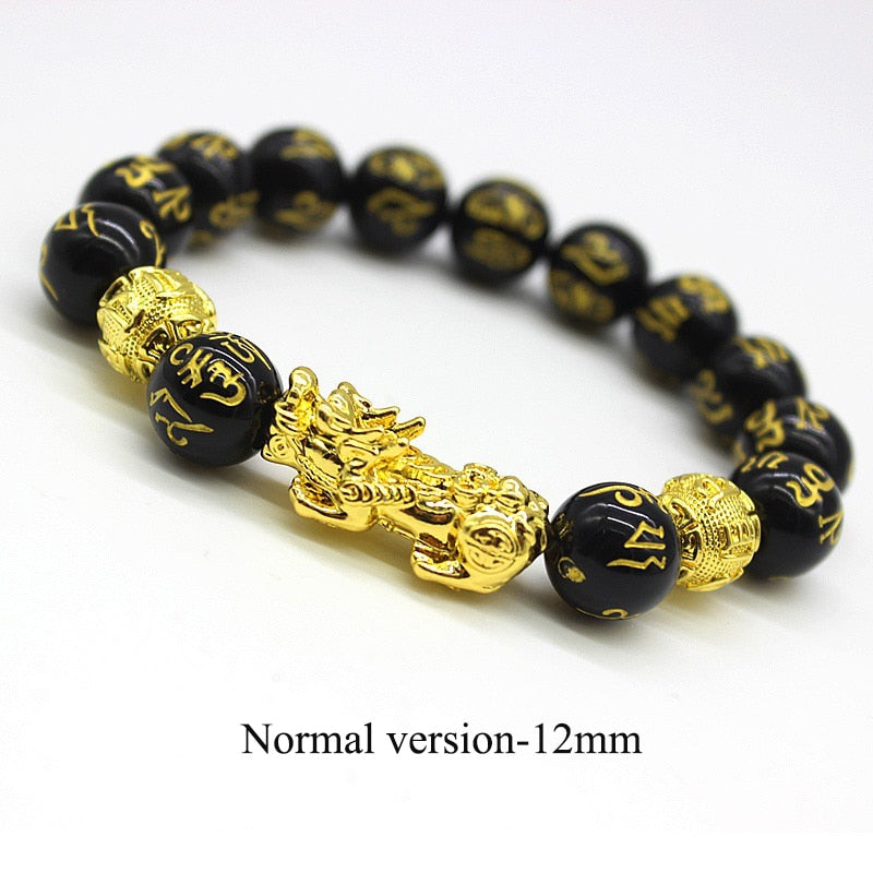 2PCS Obsidian Stone Beads Bracelet Pixiu Bracelet Black Wealth Bracelet Feng shui Bracelets Luck Bracelet for Women Men 2022