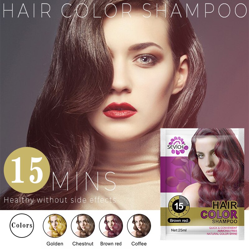 Sevich 10pcs/lot Hair Color Shampoo 15 Minutes Fast Hair Color Gel For Men and Women Hair Color Product Instant Black Hair