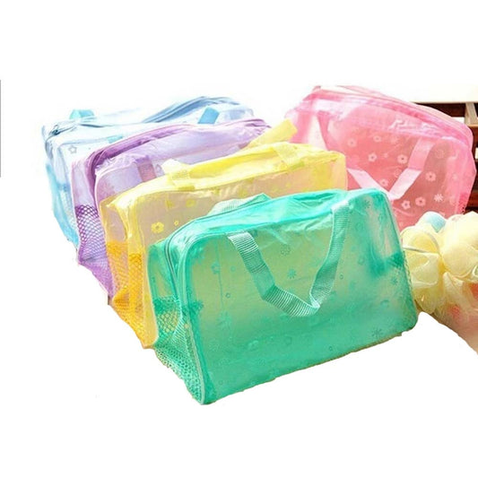 Waterproof Women Swimming Bags Floral Print Transparent Makeup Cosmetic Bag Zipper Traveling Toiletry Bathing Storage Pouch