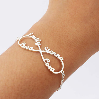 Custom Stainless Steel Infinity Name Bracelet Femme Jewelry Personalized Heart Infinity Nameplate Charm Bracelets For Women