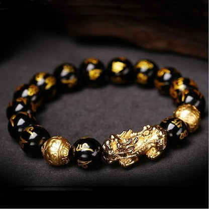 2PCS Obsidian Stone Beads Bracelet Pixiu Bracelet Black Wealth Bracelet Feng shui Bracelets Luck Bracelet for Women Men 2022