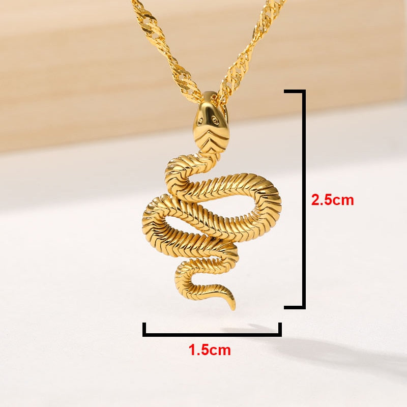 Goth Snake Pendant Necklace For Women Stainless Steel Gold Color Necklaces 2022 Trend Aesthetic Jewelry choker collares mujer