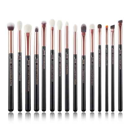 Jessup Makeup Brushes Set 15pcs professional Make up Brush Eyeliner Shader Natural-synthetic Rose-carmin/Silver