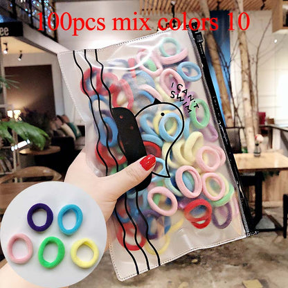 50/100pcs/Set Girls Colorful Nylon Small Elastic Hair Bands Children Ponytail Holder Scrunchie Headband Kids Hair Accessories