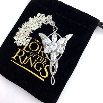 925 Sterling Sliver Wedding Jewelry Lord Princess Arwen Evenstar Pendant Necklaces for Women Arwen Crystal