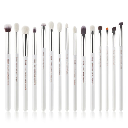 Jessup Makeup Brushes Set 15pcs professional Make up Brush Eyeliner Shader Natural-synthetic Rose-carmin/Silver