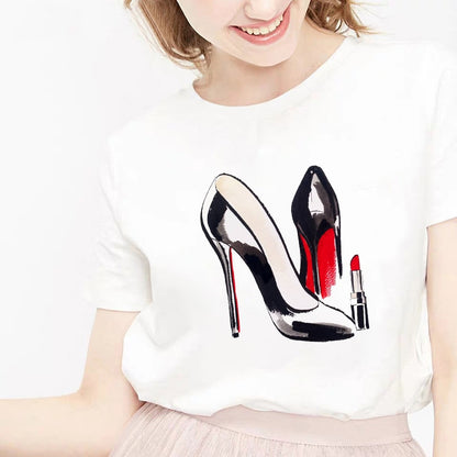 Camiseta Female T-shirt Lip Lipstick Tops Tee Women's Summer T Shirt Shirt