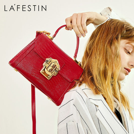 LA FESTIN 2021 New Women Serpentine Messenger Luxuury Leather Handbag Fashion Classic Crossbody One-shoulder Top Handle Tote Bag