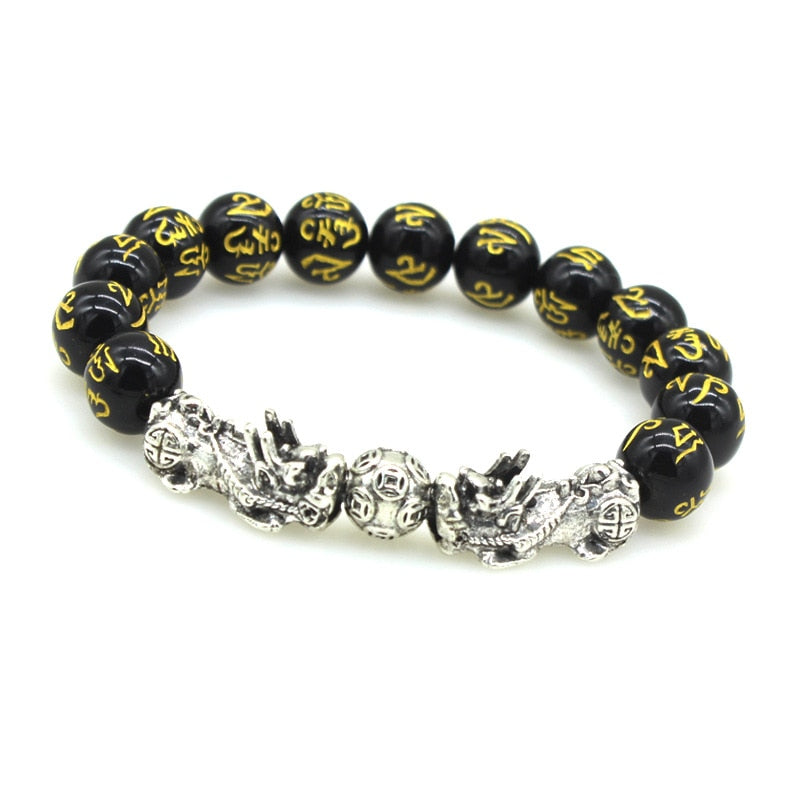 2PCS Obsidian Stone Beads Bracelet Pixiu Bracelet Black Wealth Bracelet Feng shui Bracelets Luck Bracelet for Women Men 2022